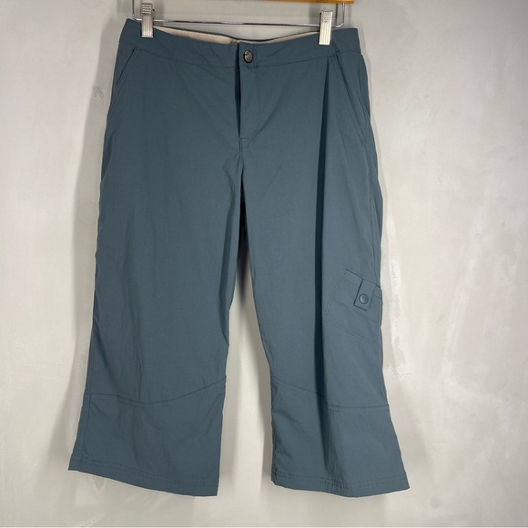 Royal Robbins Blue/green Crop Hiking Pant stretchy Front pockets back zip EUC 6 - Picture 1 of 8